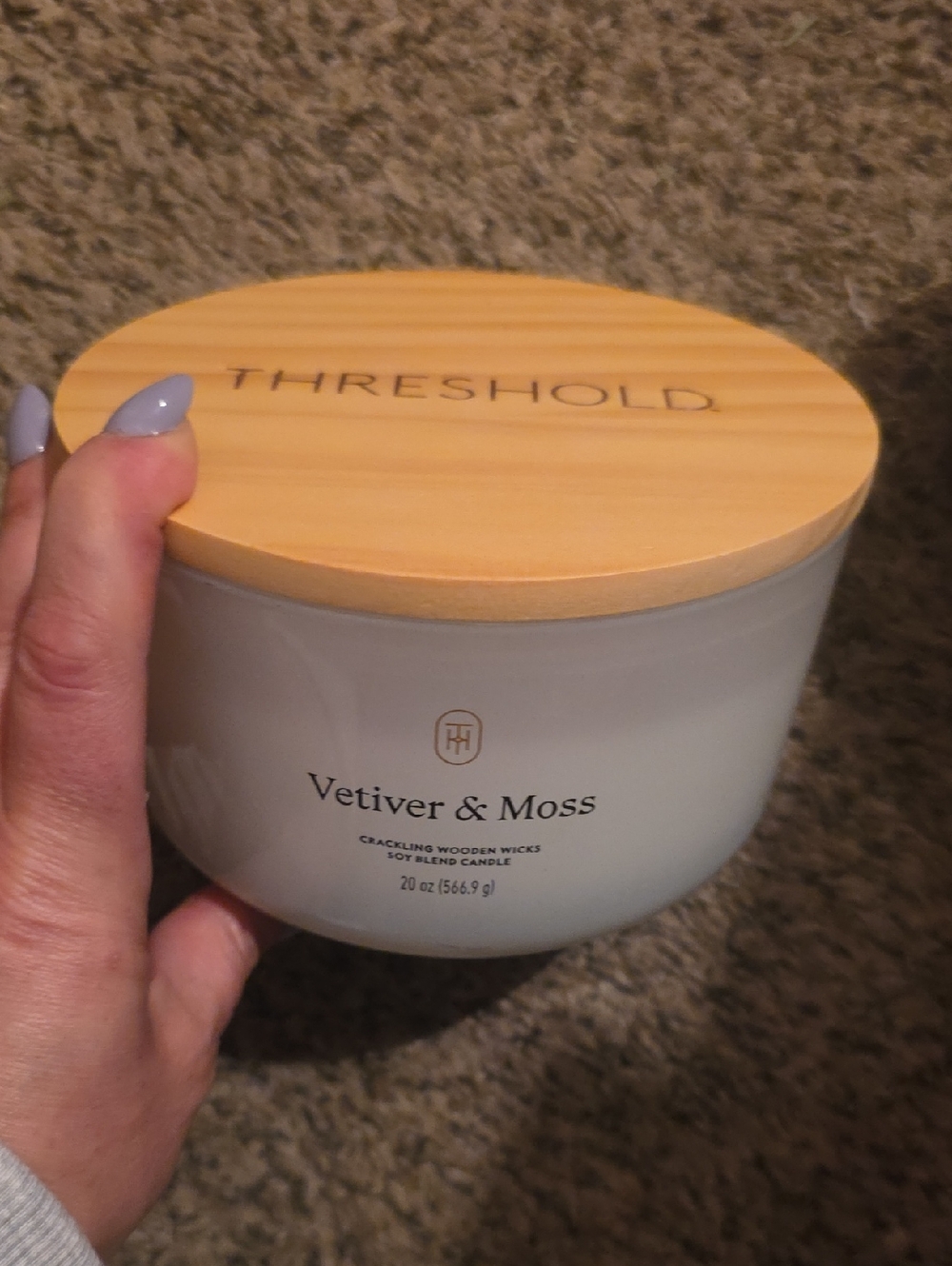 2 Big Threshold Vetiver & Moss Soy Candle - Wood Lid